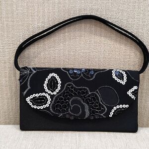 Black Sequined and Embroidered Special Occasion Bag NWOT